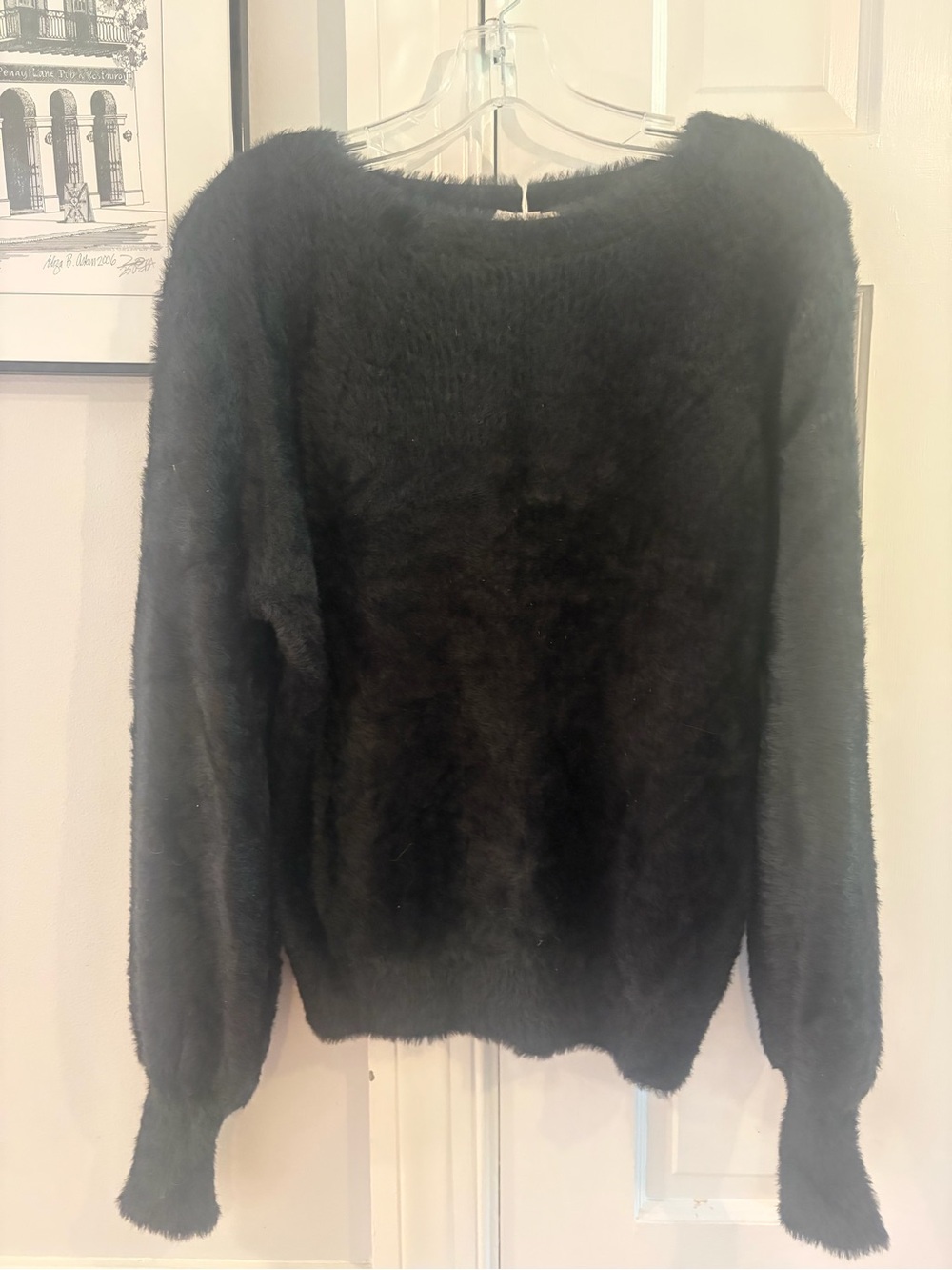 sofia by sofia vergara Black Fuzzy Crewneck Sweater